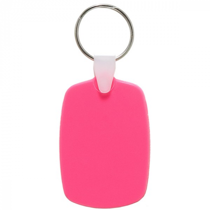 Oval Soft Squeezable Key Tag Promotional Custom Imprinted With Logo- Neon Pink